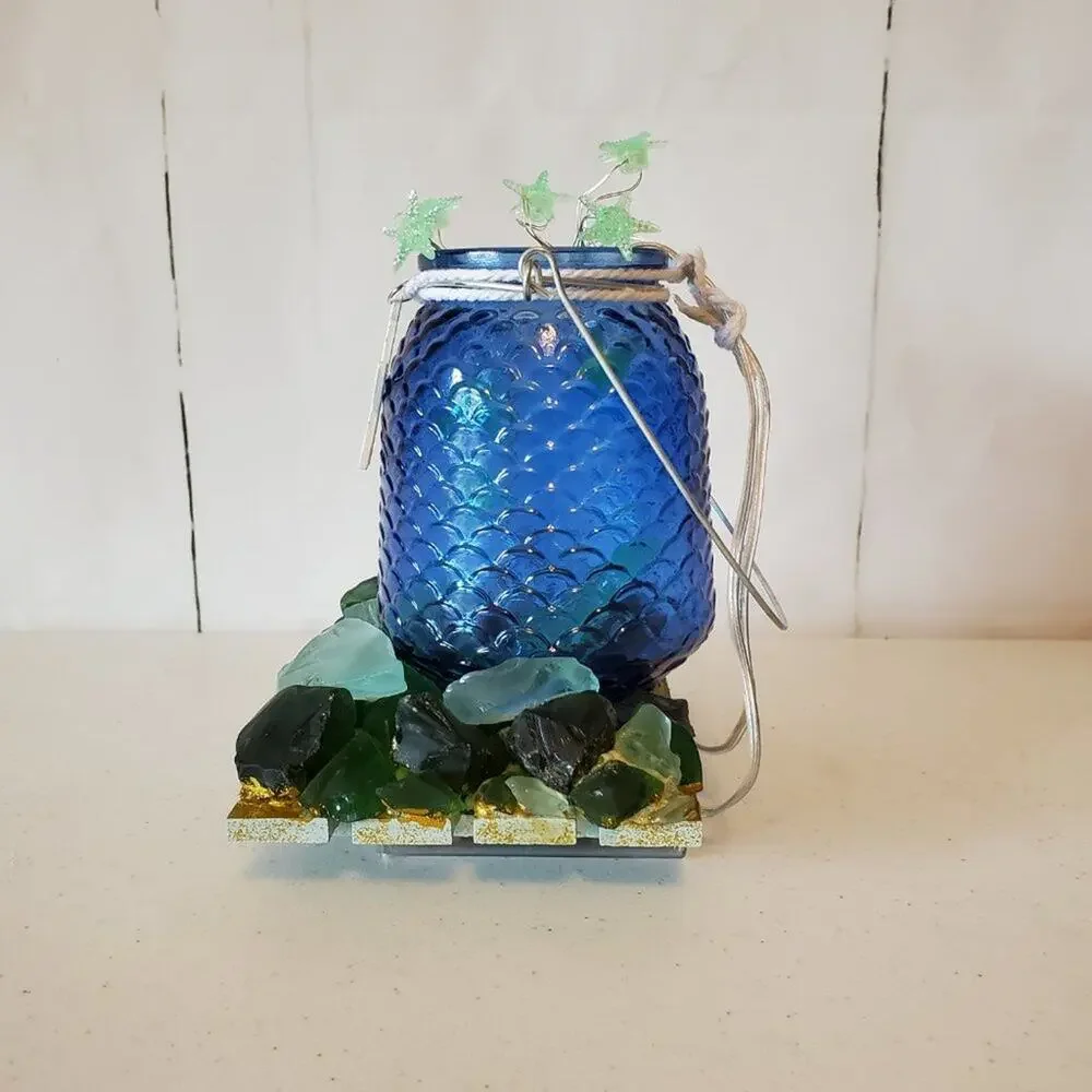 Unbranded Artisan Nautical Starfish Sea Glass Textured Decorative Night Light